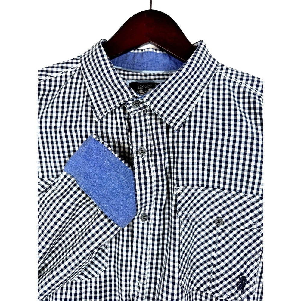 Lions Crest English Laundry Mens 2X Gingham Check Button Up Long Sleeve Shirt‎